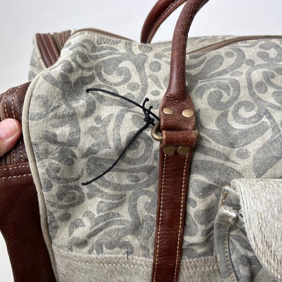 COPY - Myra bag Floral prints canvas hair-on leather weekender bag - Picture 9 of 14